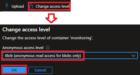 Public access permissions to blobs in Azure Portal